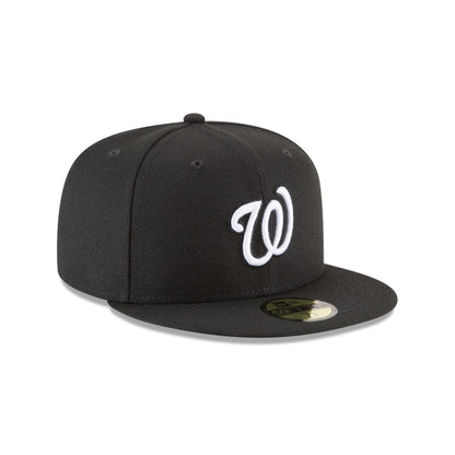 Washington Nationals Black and White Basic 59FIFTY Fitted Hat