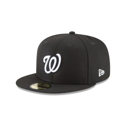 Washington Nationals Black and White Basic 59FIFTY Fitted Hat