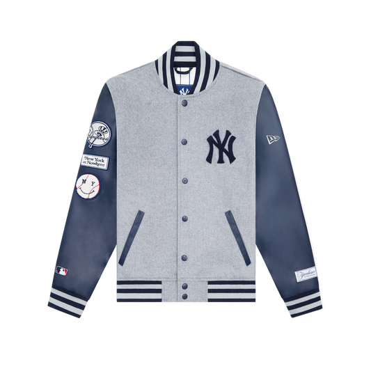 New York or Nowhere x New York Yankees Heather Gray Motto Varsity Jacket